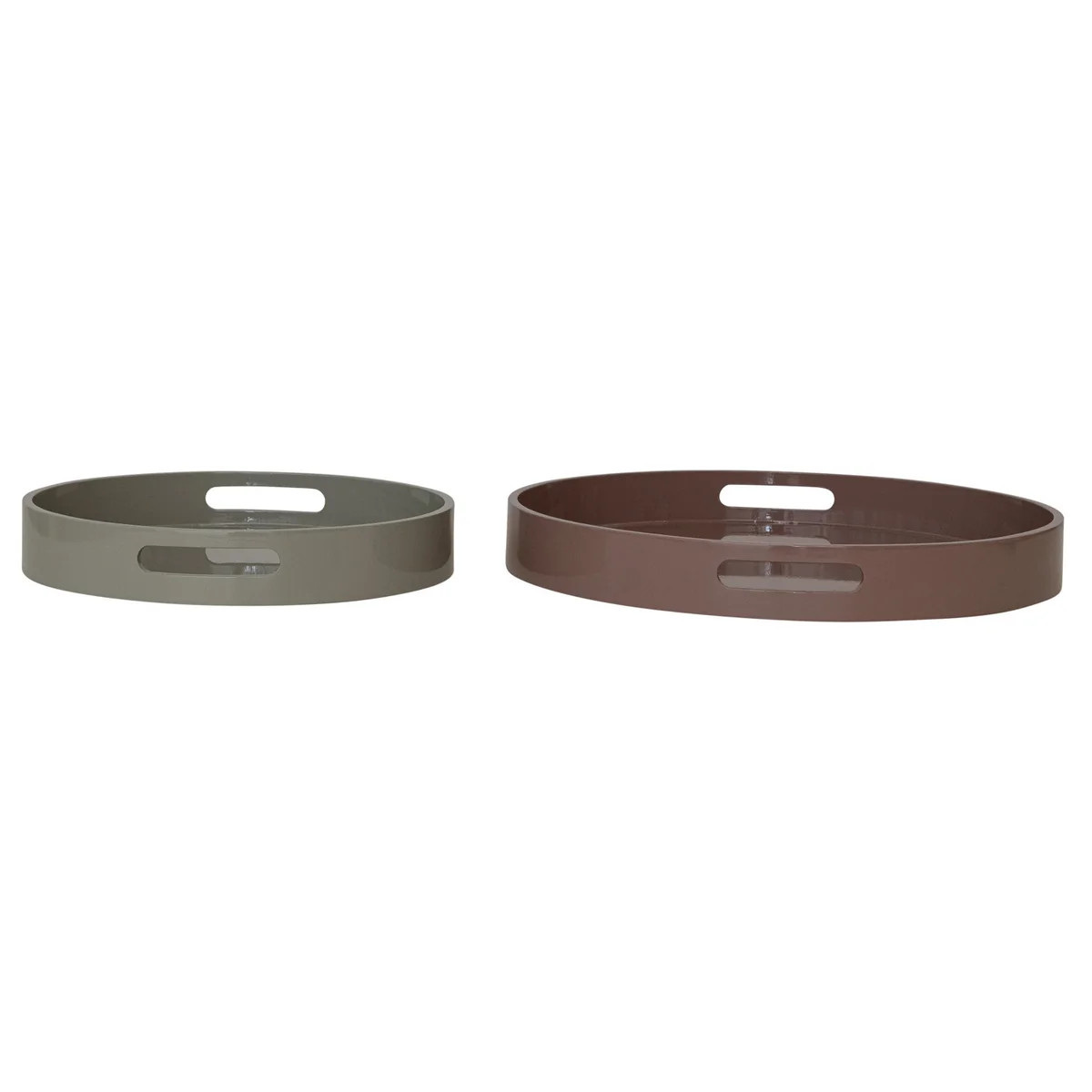 Comfortable Lacquered Trays w Handles Brown Taupe Exceptional