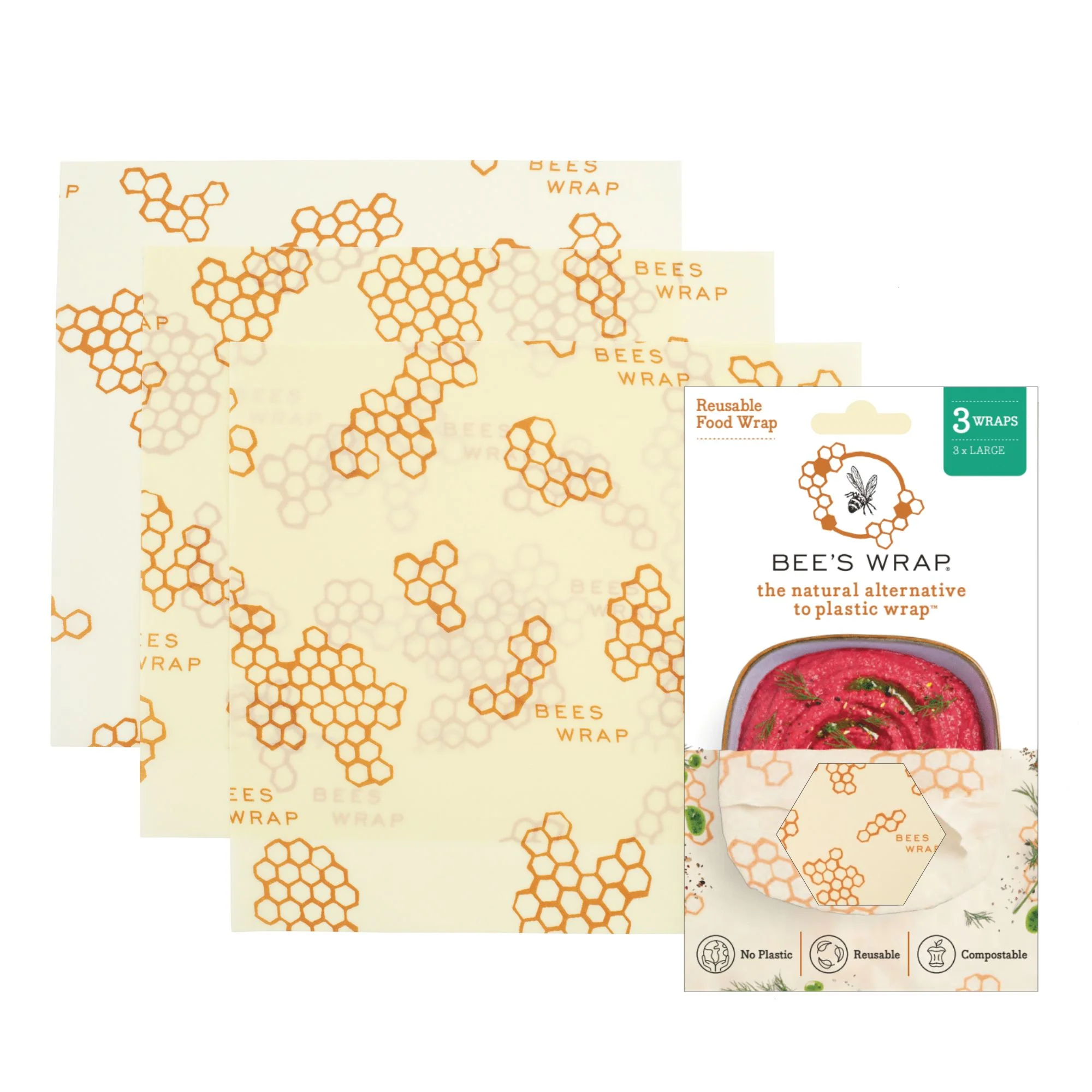 Top-Quality Bee’s Wrap Beeswax Wraps for Food – Large First-Class