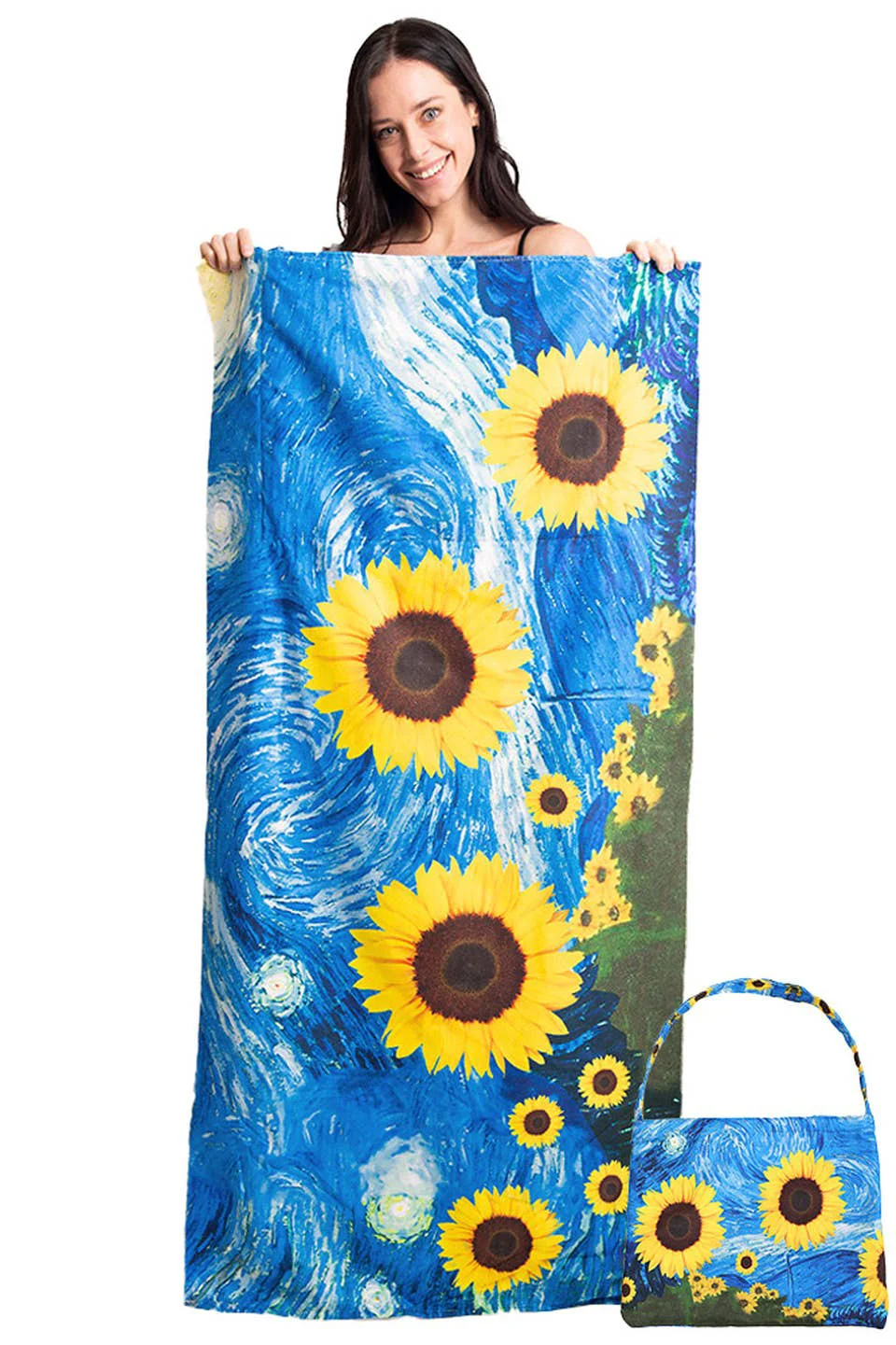 Safe Sunflower Print Beach Towel Bag Original