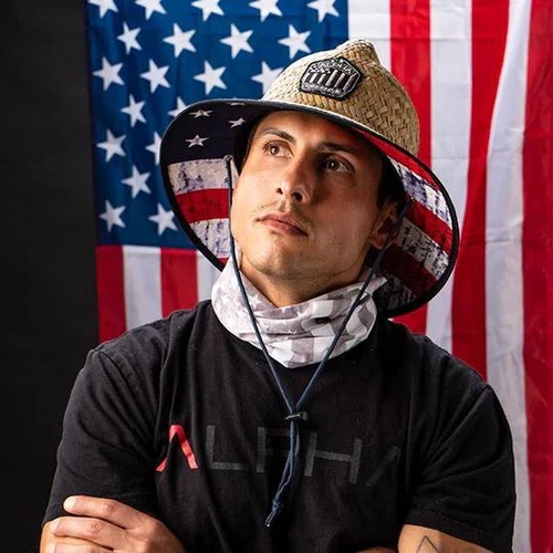 Crafted SA Straw Ladder Hat American Flag Clean