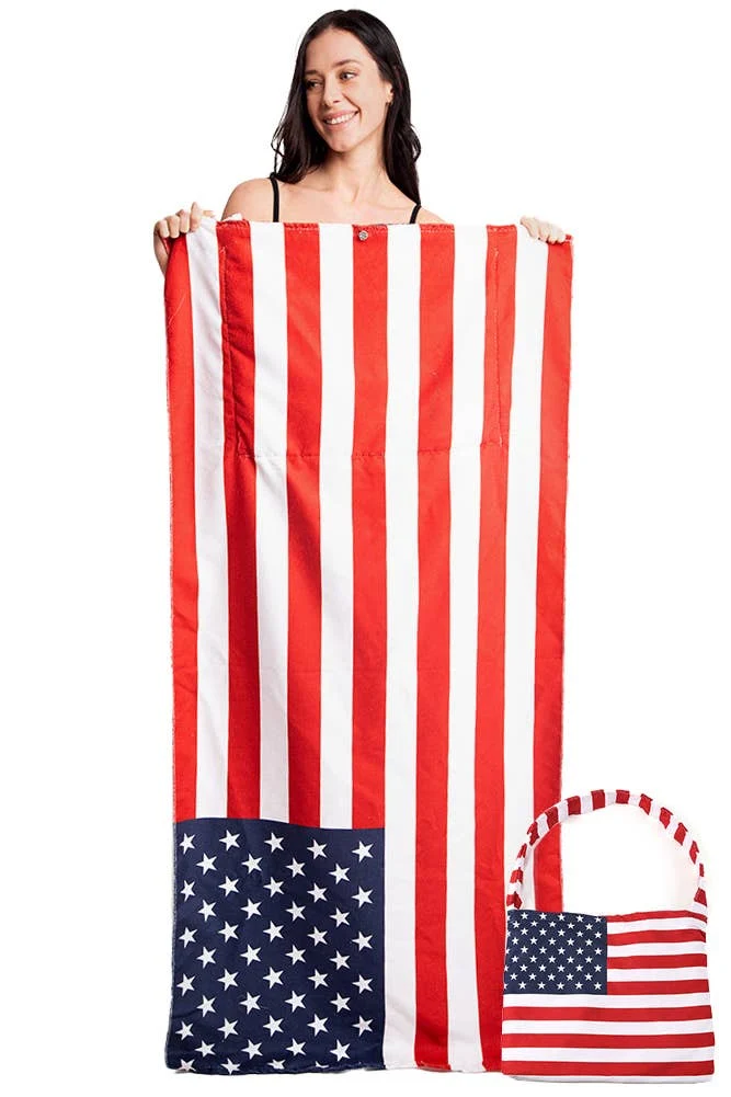 Pure American Flag Beach Towel Bag Refined