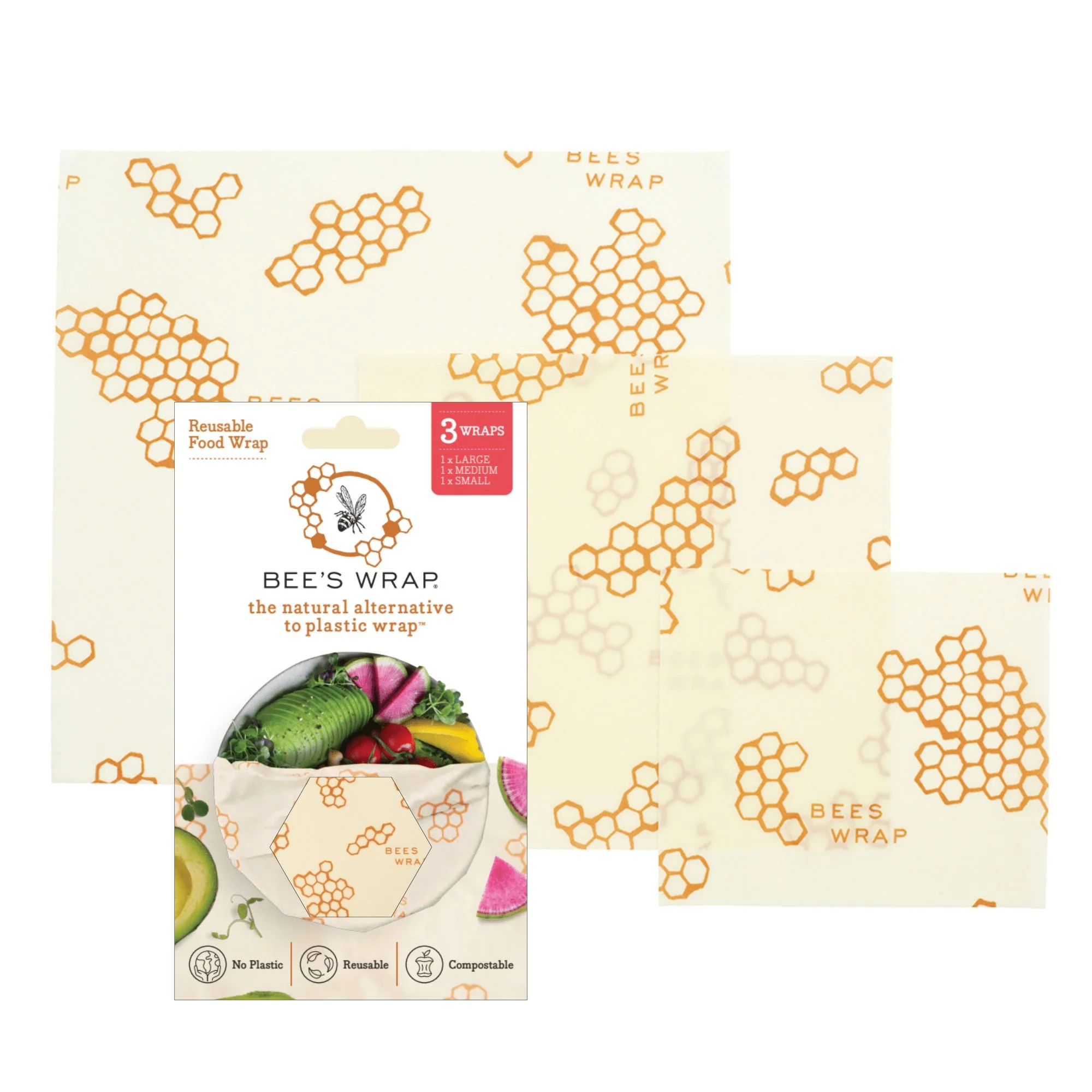 Efficient Bee’s Wrap Reusable Beeswax Food Wraps – Assorted 3 Pack Responsible