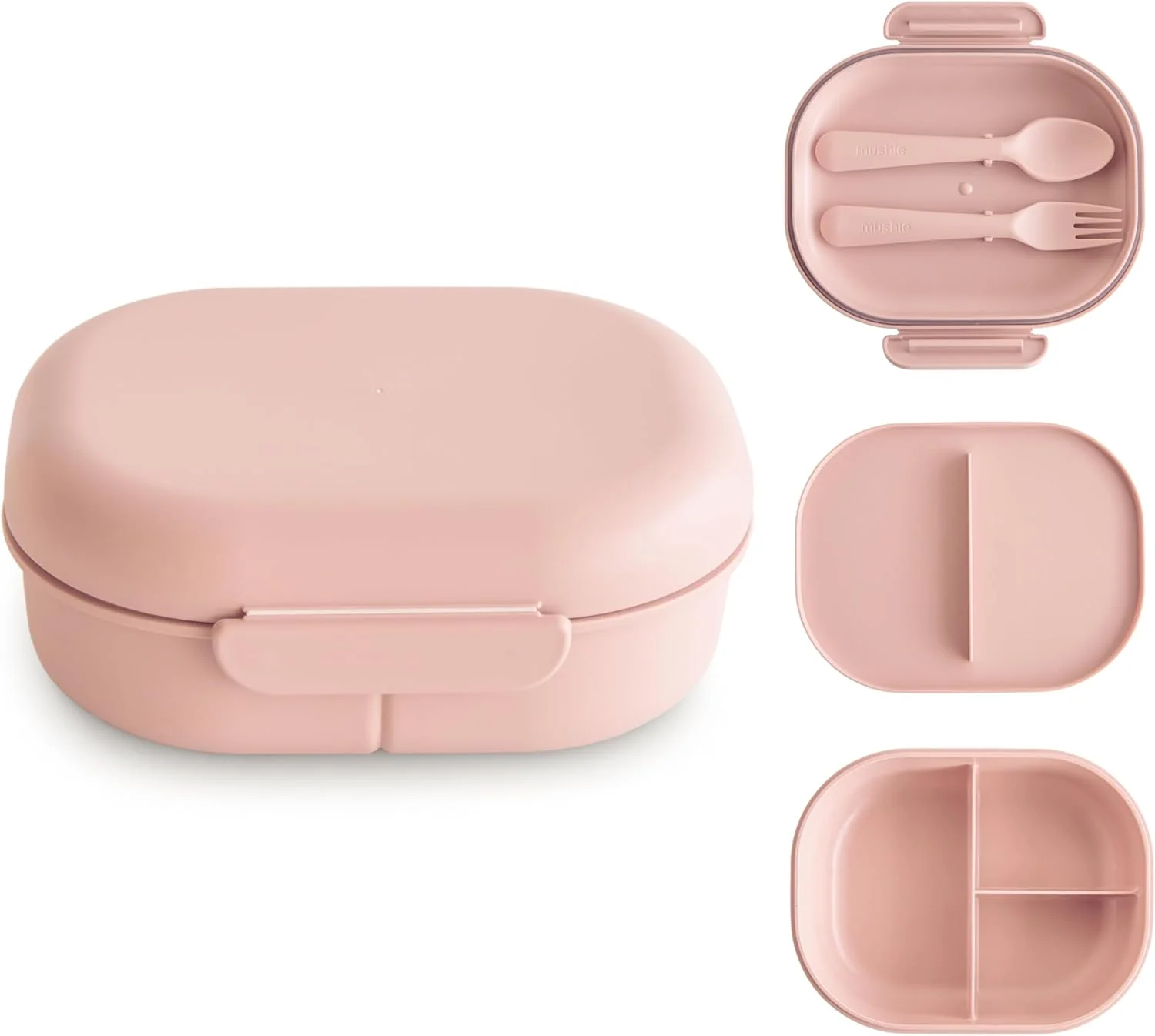 Easy-to-Use mushie Kids Bento Lunch Box 3-Compartment Removable Divider Fork Spoon Utensils Great For Meals School Snacks On-the-Go High-End