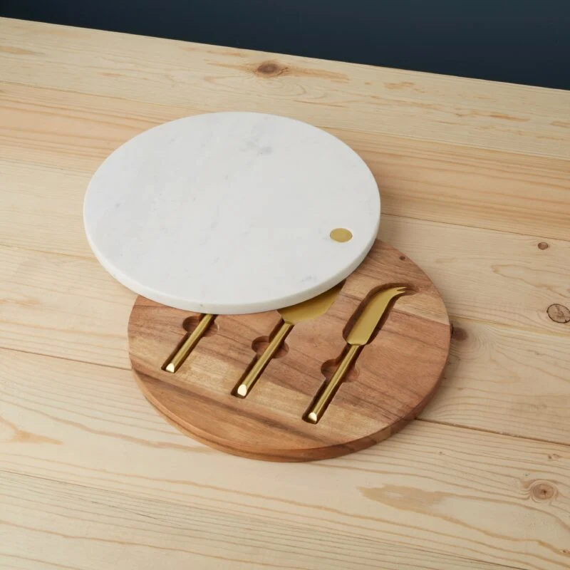 Unique Garnet Swivel Board Cheese Set Recyclable