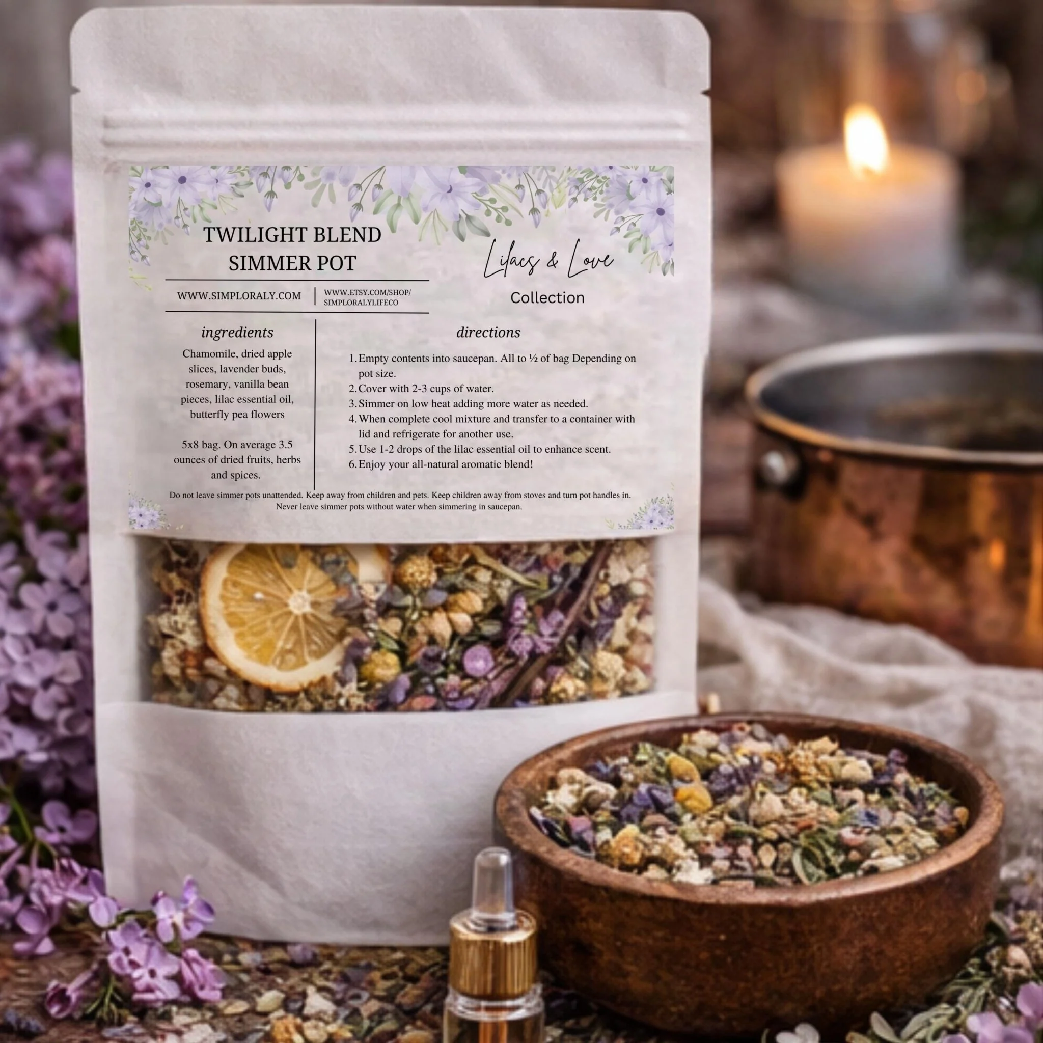 Casual Lilacs and Love Twilight Simmer Pot Lavender Vanilla Stovetop Potpourri Relaxing Floral Home Fragrance Genuine