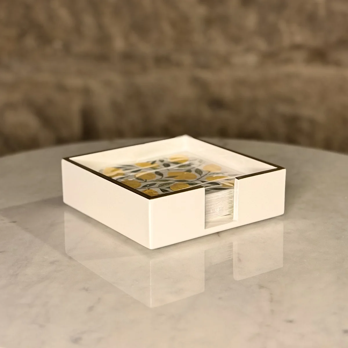 Classic Bev Wood Napkin Caddy White Soft