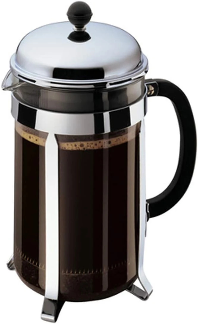 Next-Generation Bodum 51oz Chambord French Press Coffee Maker High-Heat Borosilicate Glass Polished Stainless Steel – Made in Portugal Solid
