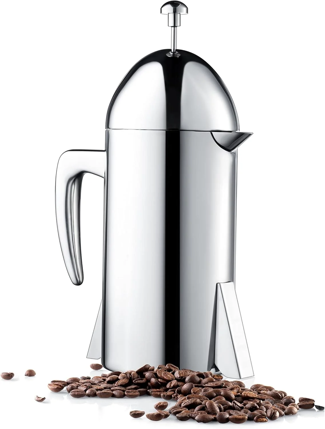 Classic Custom-Style Double Wall French Coffee Press 34-Ounce Stainless Steel Retro Casual