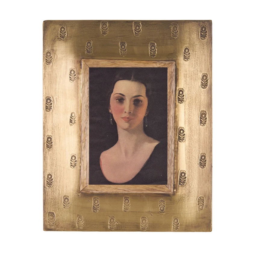 Easy-to-Use Floral Brass Hammered 4×6 Photo Frame Original
