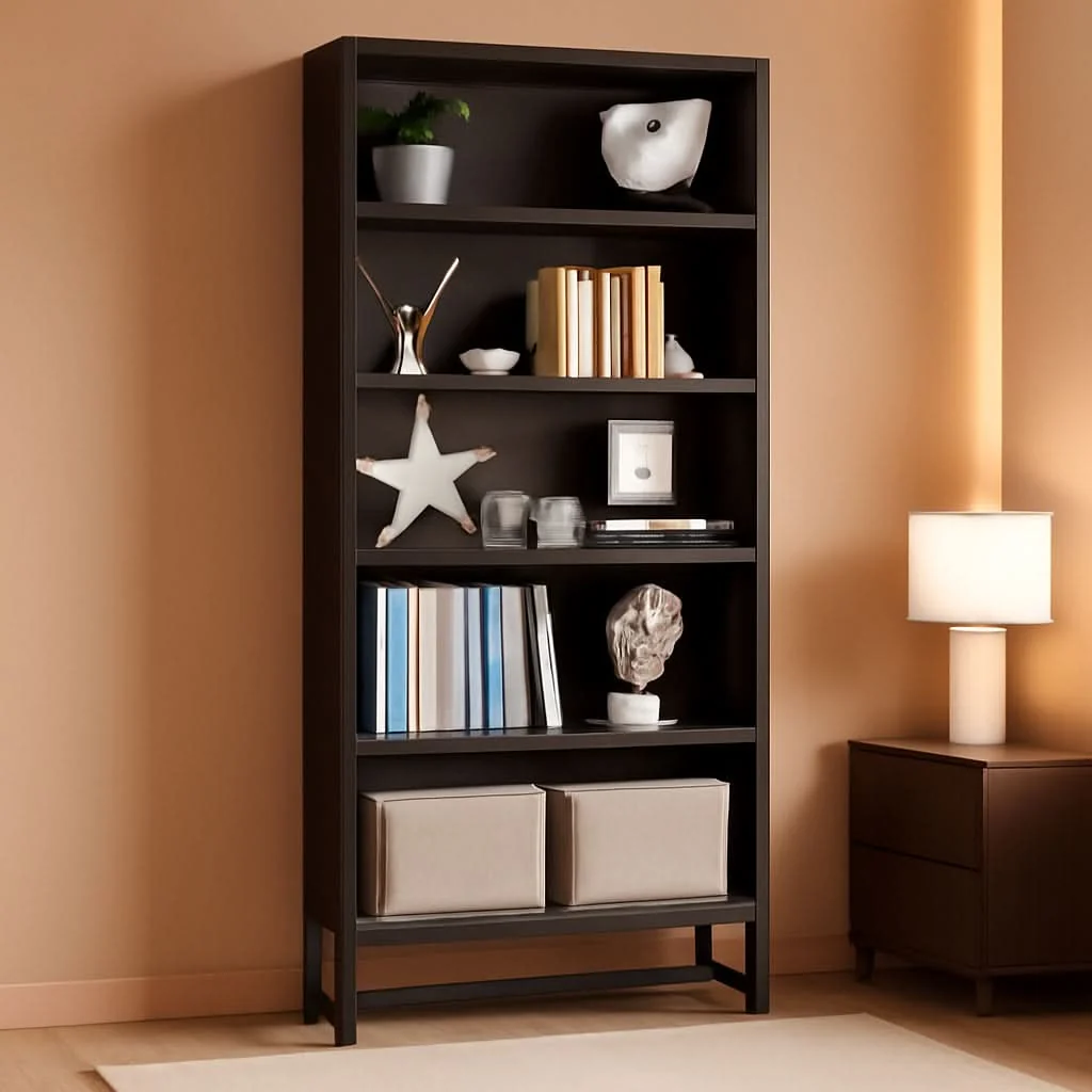 Powerful Tall Bookcase And Bookshelf 70.8 Inch Sandalwood Shelving Exceptional