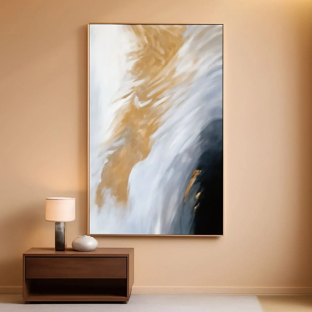 High-End Abstract Wall Art 24×48 Inches Black White Elite