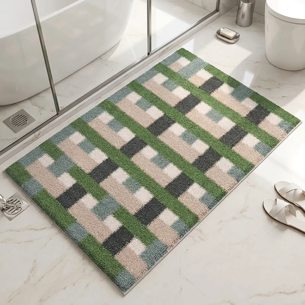 Recyclable Retro Absorbent Bathroom Mat Non-Slip Washable Minimalist