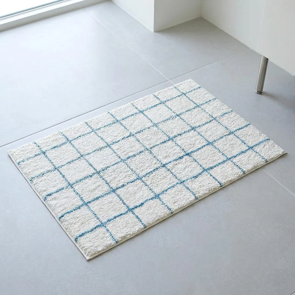 Prestigious Striped Check Bathroom Mat Soft Absorbent Non-Slip High-Grade