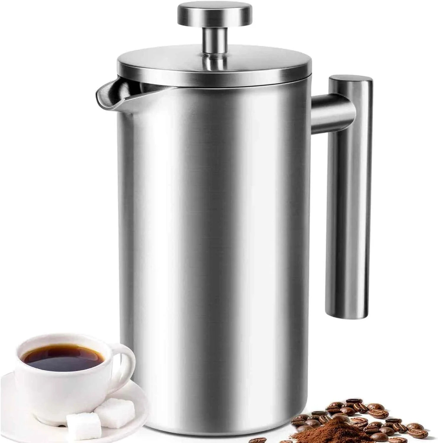 Fast French Press 34 oz Full Stainless Steel French Press Coffee Maker 4 Cups Upgrated Double-Walled Insulated French Coffee Presses Professional
