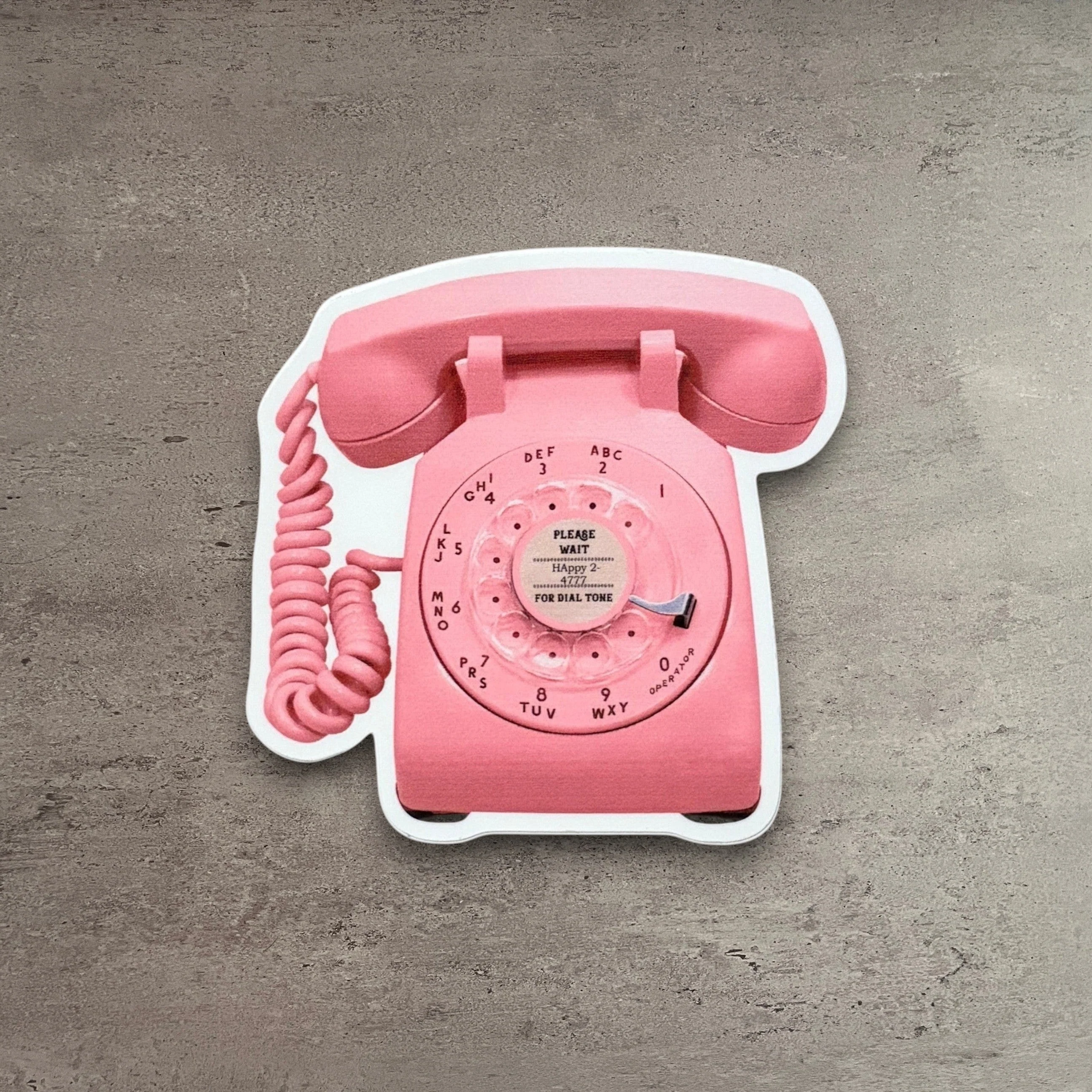 Convenient Retro Pink Rotary Phone Vinyl Sticker Efficient