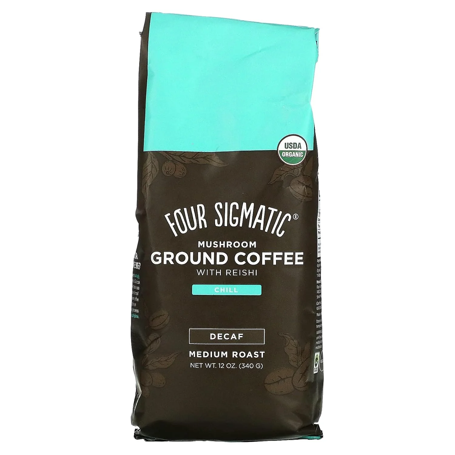 Convenient Four Sigmatic Calm Organic Decaf Ground Coffee Swiss Water Decaf Coffee with Chaga amp Reishi Mushroom Extracts 10oz Bag Smooth