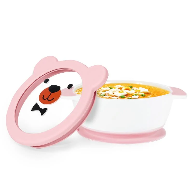 Superior MR. Chou Suction Baby Bowls with Leakproof Tempered Glass Lids for Babies Toddlers Ceramic First Stage Infant Feeding Supplies with Handles Effective