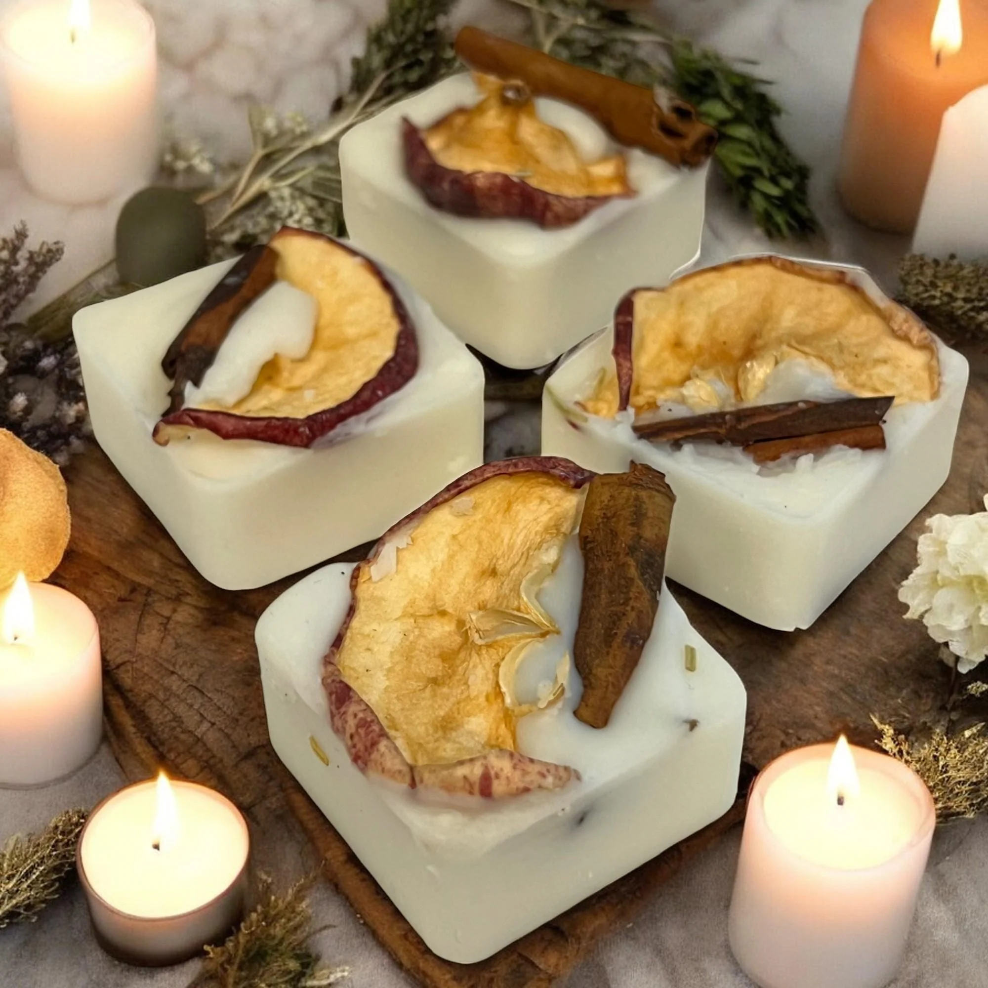 Organic Apple Cinnamon Soy Wax Melts Herb Infused Aromatherapy Cubes First-Class