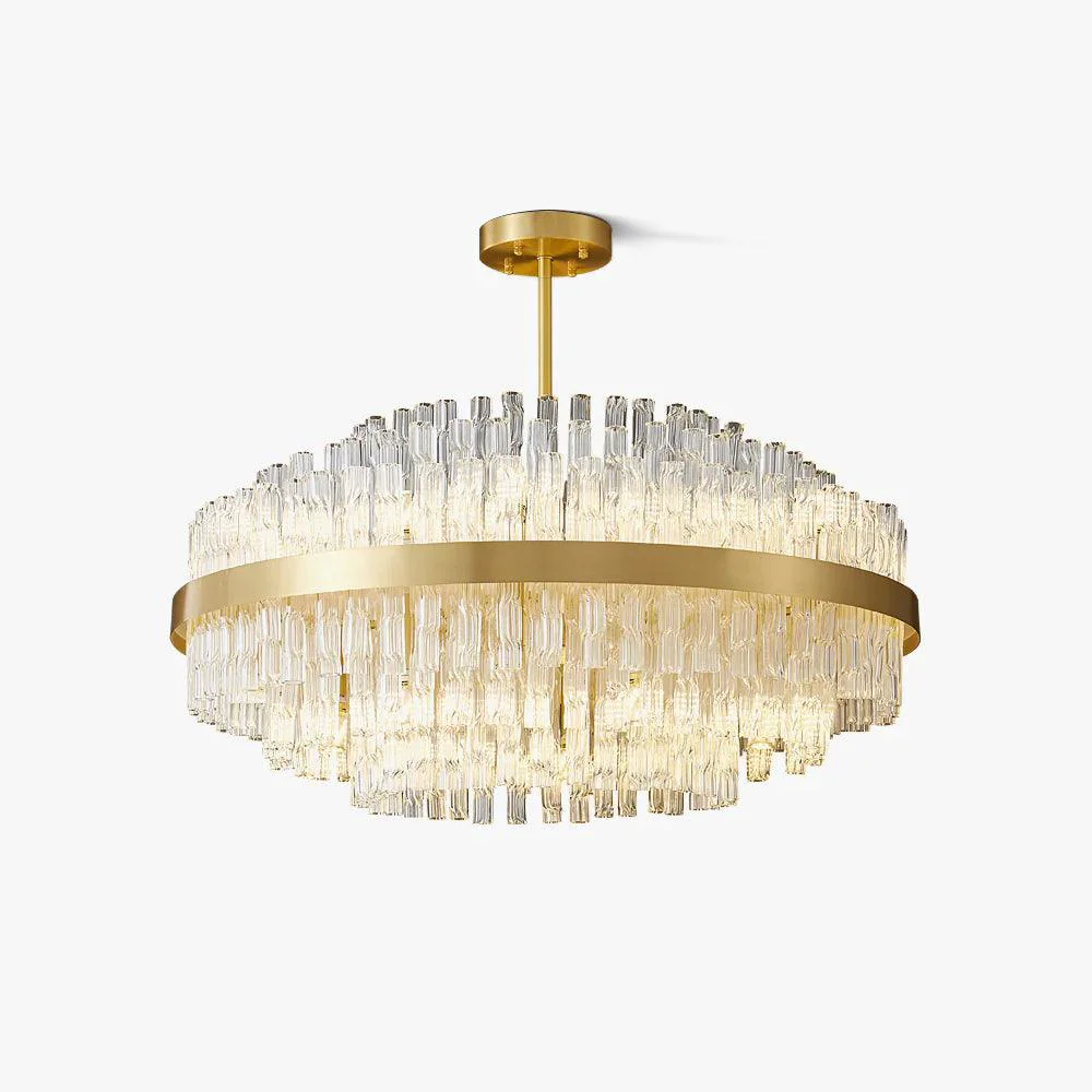 Expertly Made Gold Clear Rod Chandelier Verified