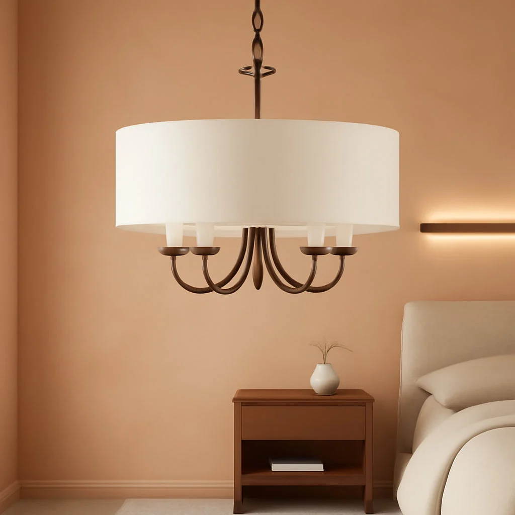 Professional Five Light Chandelier Fixture White Textured Bronze Exceptional