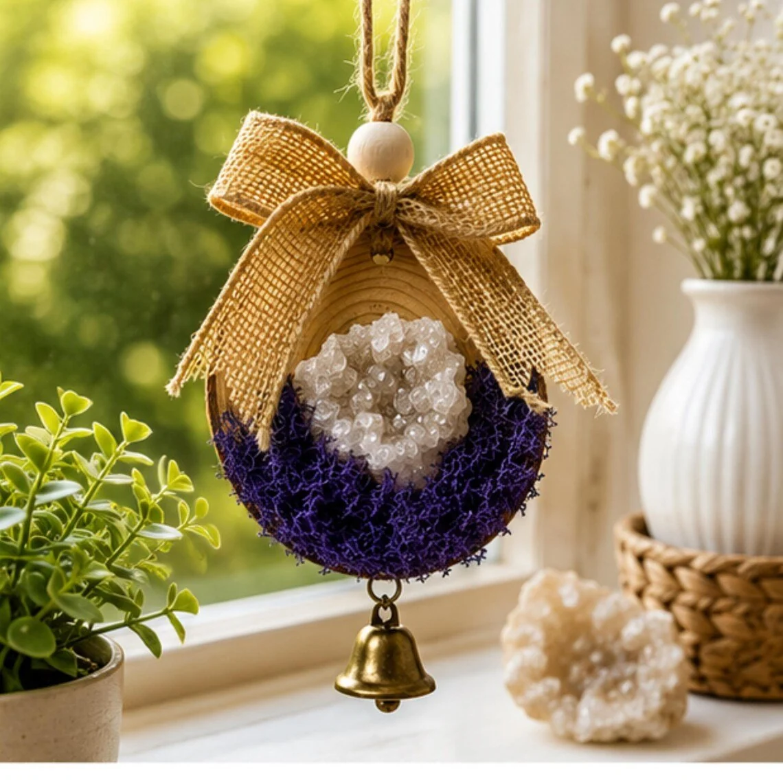Clean Moroccan Geode Crystal Ornament Cottagecore Bell Christmas Tree Decor Practical