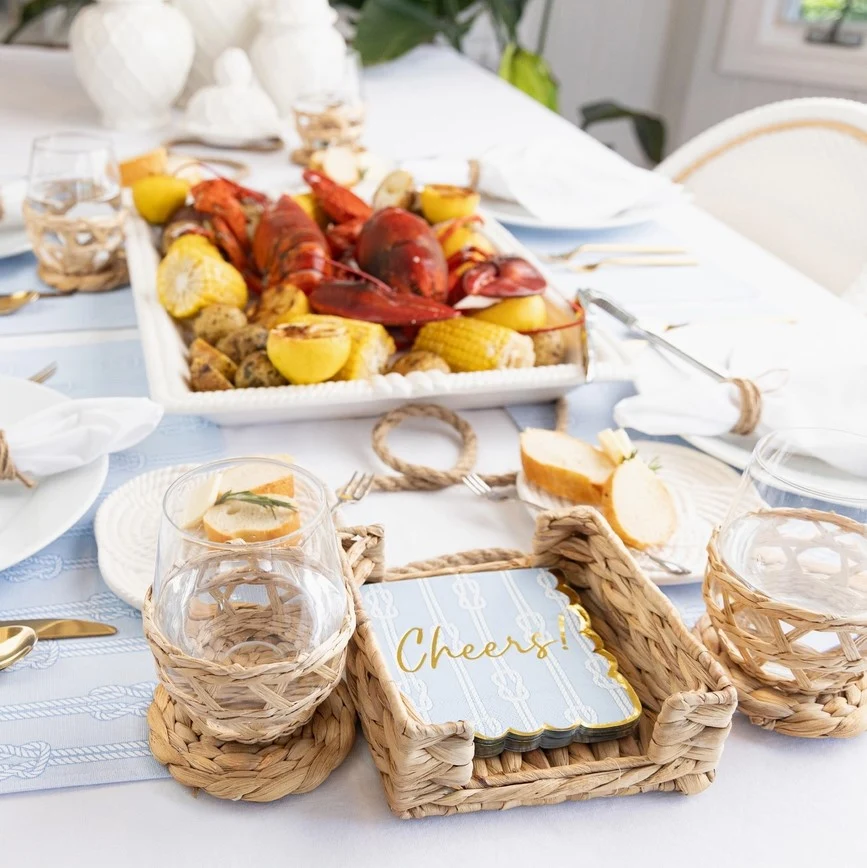Official 6 Natural Woven Cocktail Napkin Tray Sustainable