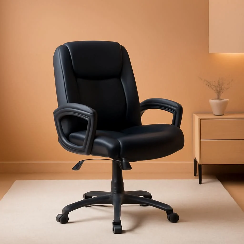 Superior Black PU Mid-Back Office Chair Height Adjustable Ergonomic Sustainable