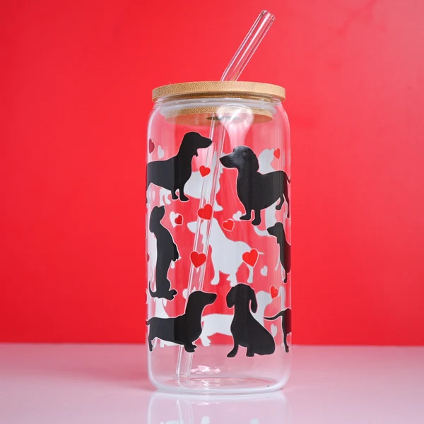 Smooth Dachshund Glass Tumbler Modern