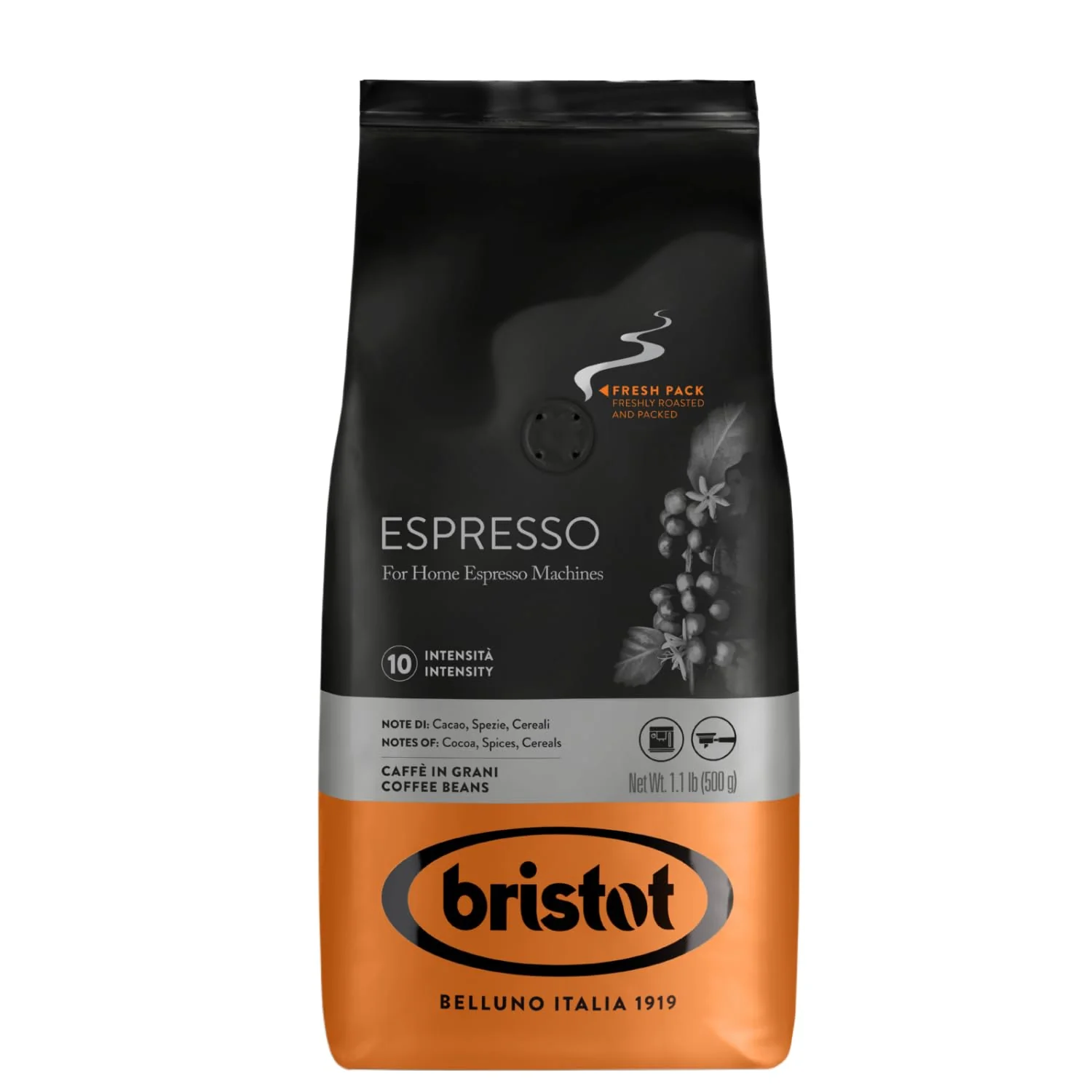 Stylish Bristot Italian Espresso For Espresso Machines Italian Espresso Beans Medium Roast 1.1Lb 500g Eco-Friendly