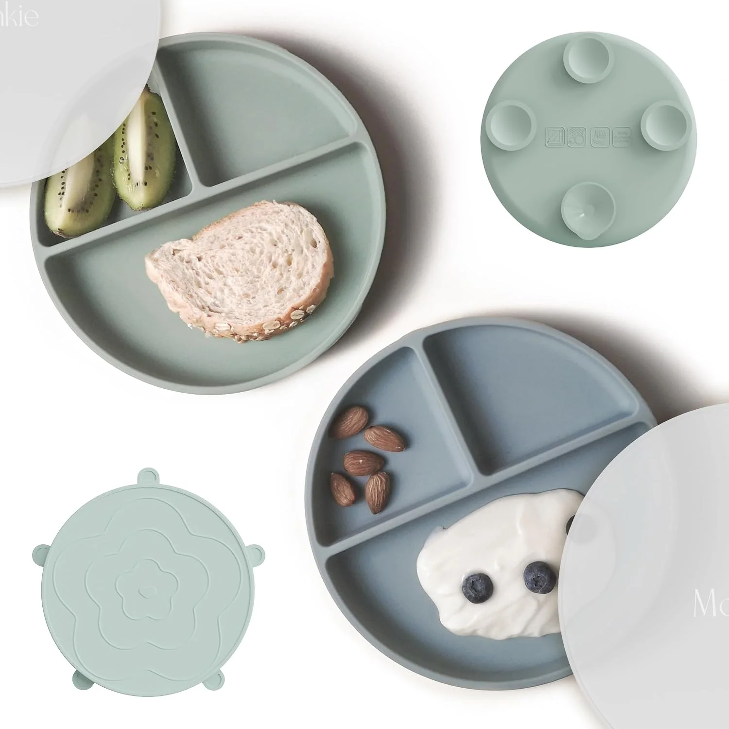 Powerful Moonkie Silicone Suction Plates for Toddlers Solid
