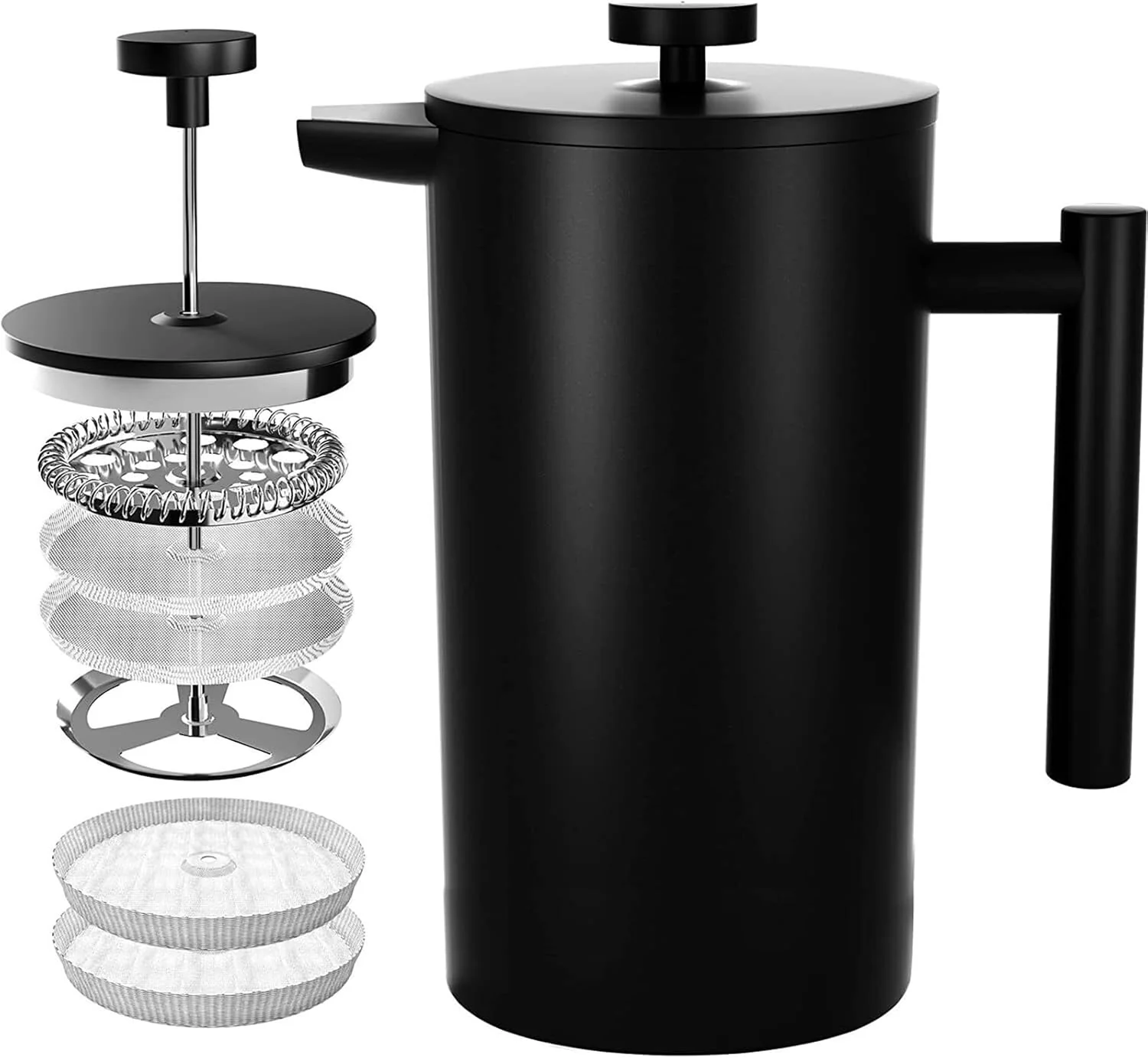 Clean French Press Coffee Maker Stainless Steel Double Wall Insulated Coffee Press 34 oz 4-8 Cups Genuine