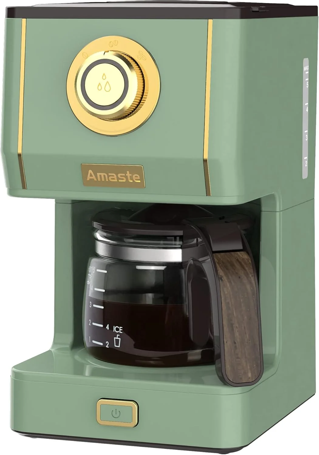 Traditional Amaste Drip Coffee Maker Coffee Machine with 25 Oz Glass Coffee Pot Retro Style Coffee Maker with Reusable Filter Three Brewing Modes High-Grade