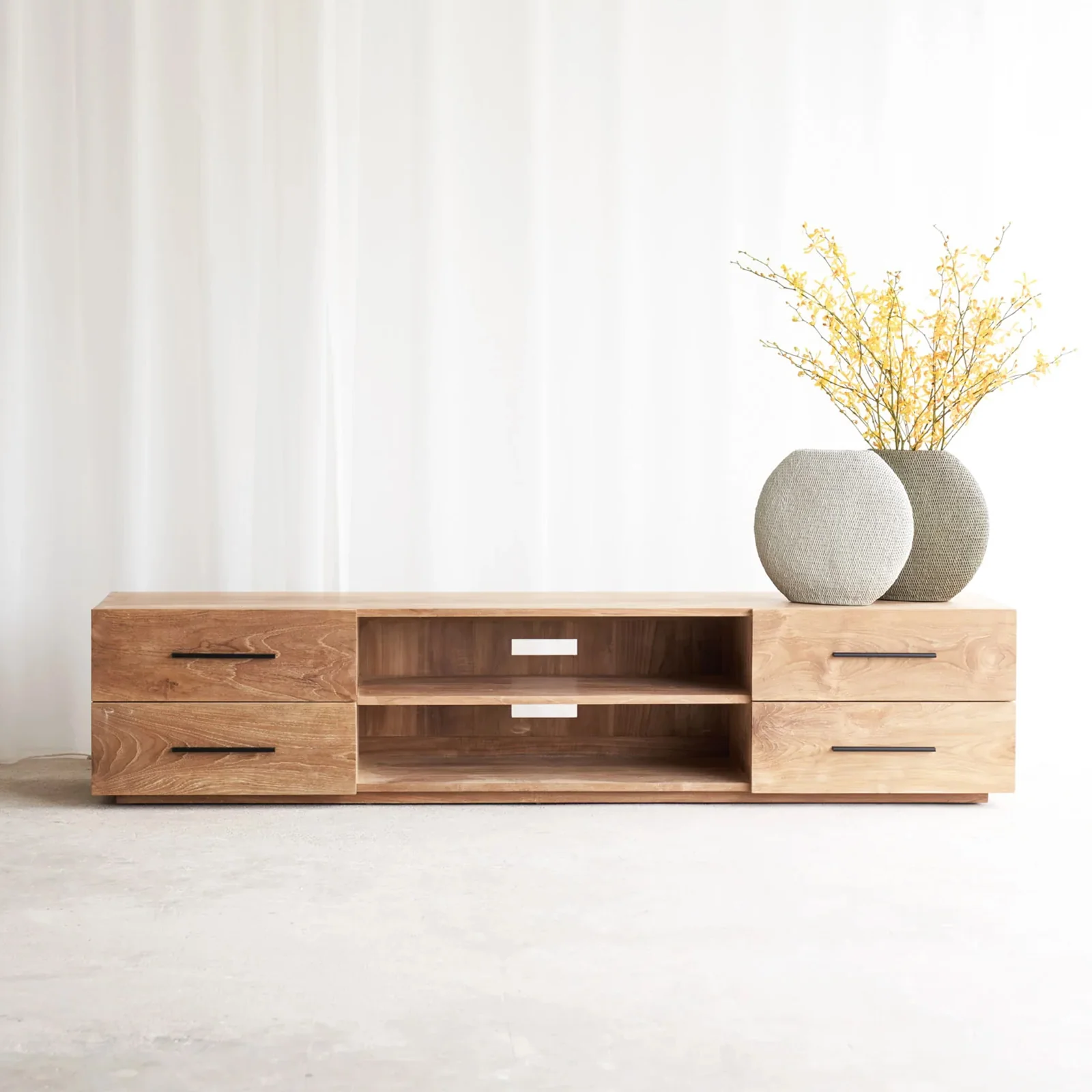 Carefully Designed Quinn TV Console Teak 210cm Genuine