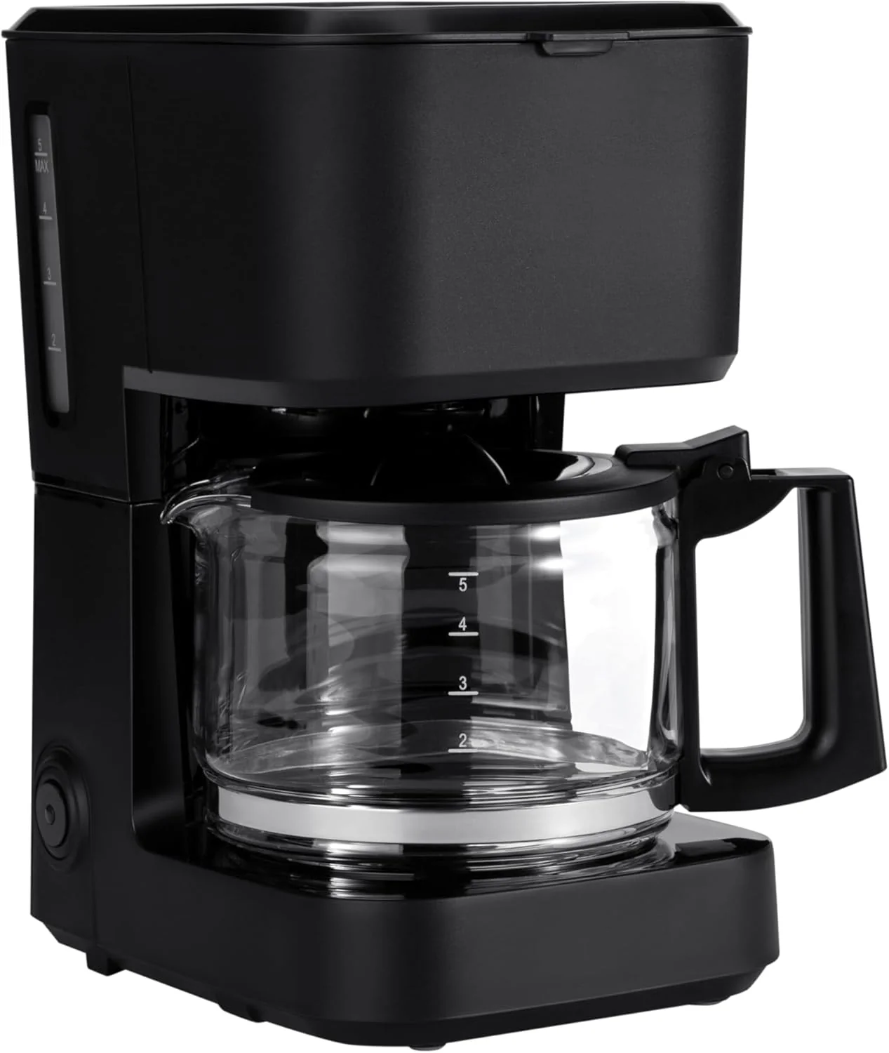 Fast 5 Cup Drip Coffee Maker Coffee Machine with Glass Coffee Pot 0.8 Qt Auto Shut-off Auto Pause Removable Filter Basket Matte Black Innovative