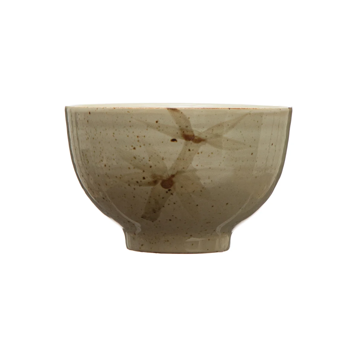 Flexible Reactive Glaze Stoneware Bowl with Hand-Painted Bamboo Refined