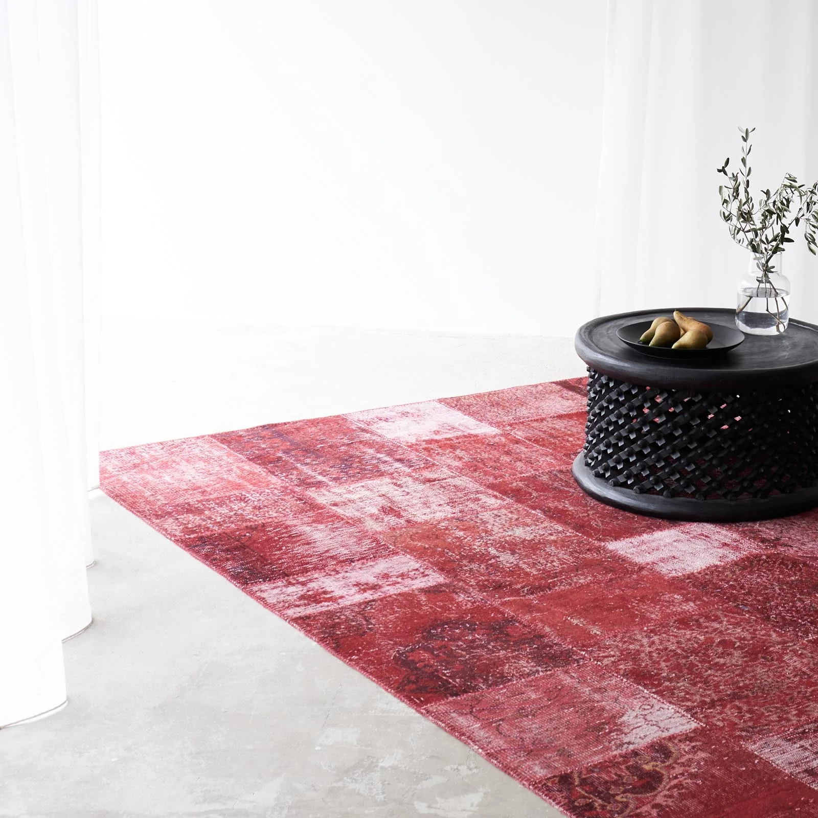 Reusable Patchwork Rug Crimson W211 x L301 cm Fine