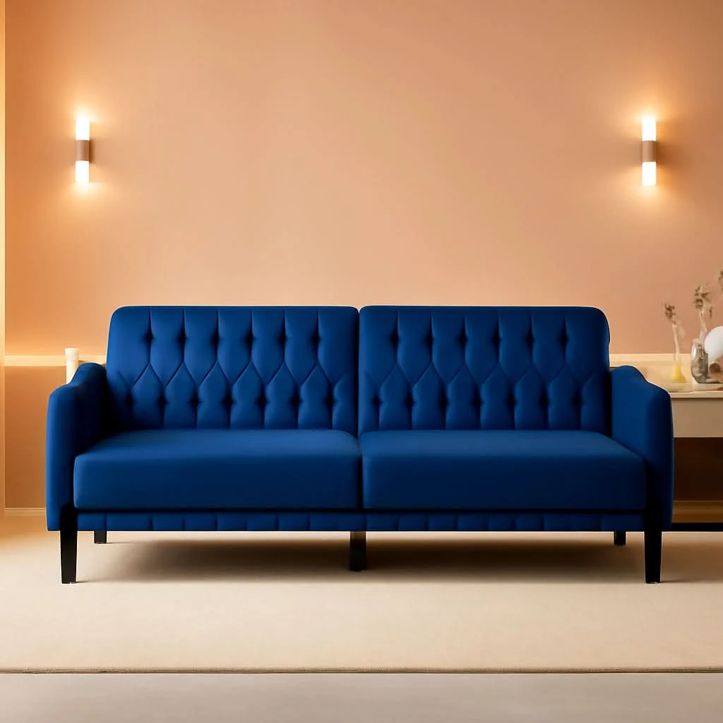 Natural 77Inch Velvet Convertible Sofa Bed Featuring Armrests High-Performance