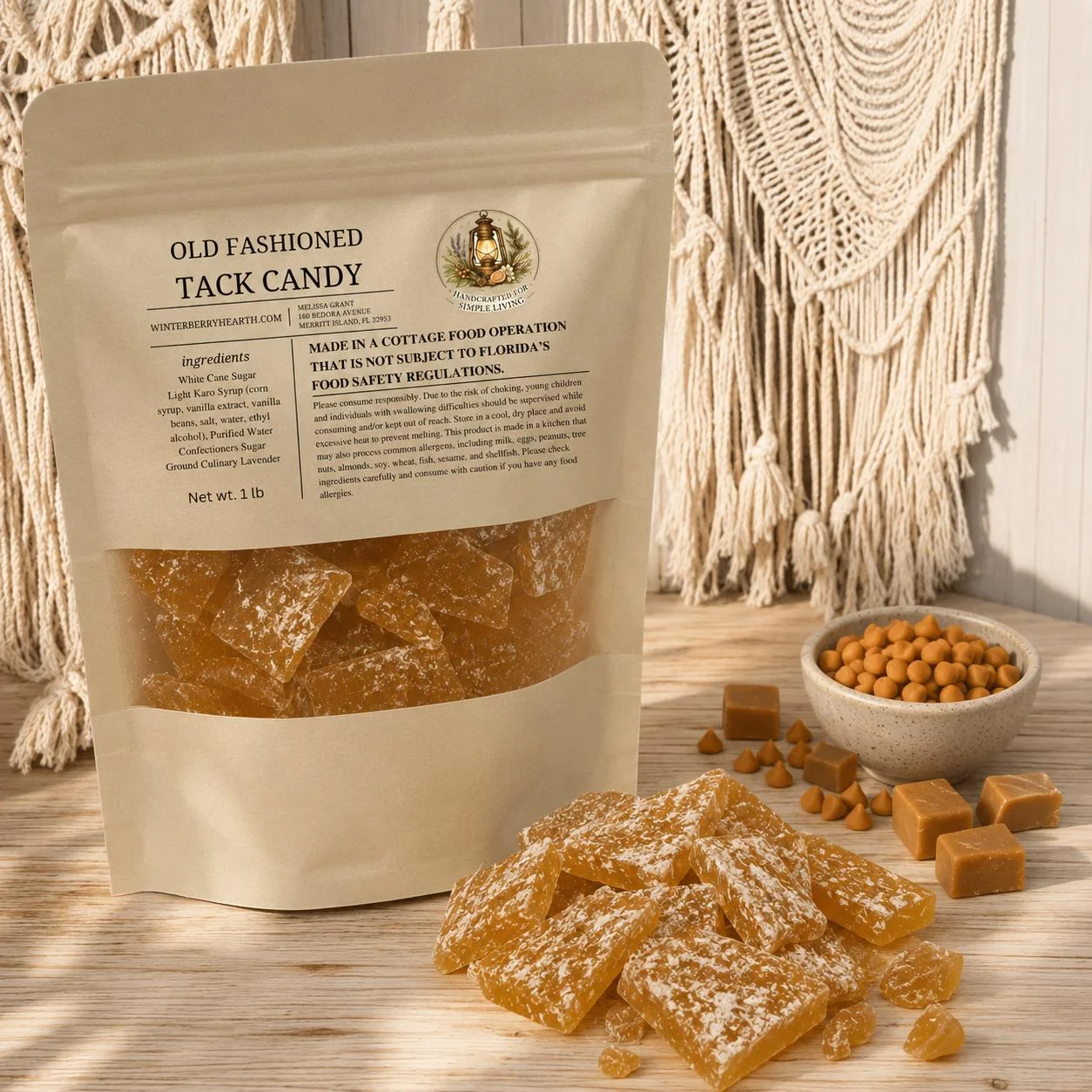 Convenient Butterscotch Old-Fashioned Hard Tack Candy 1lb Nostalgic Vintage Rock Candy Treat Fashionable