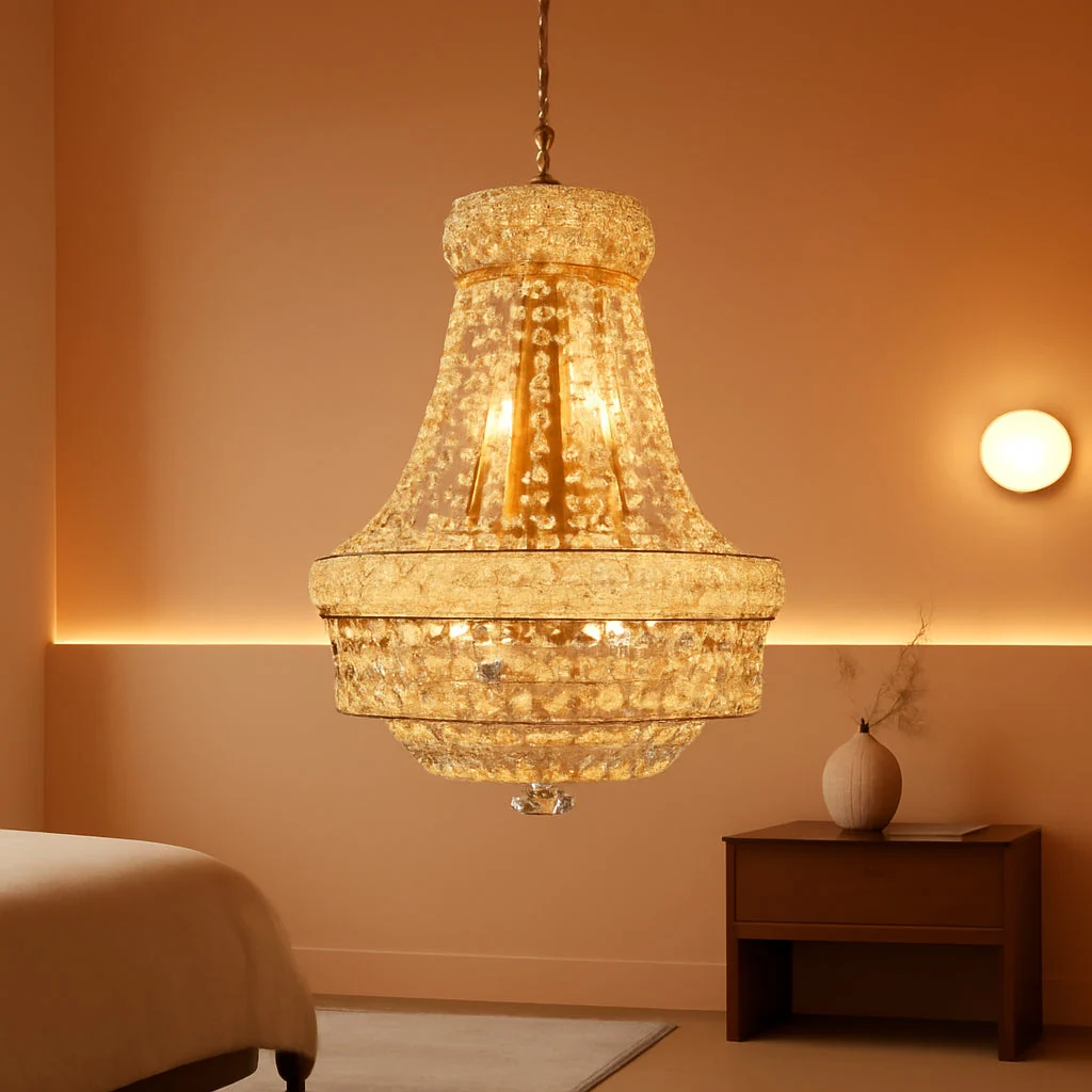 World-Class Empire Crystal Chandeliers K9 Crystals Gold Finish Soft