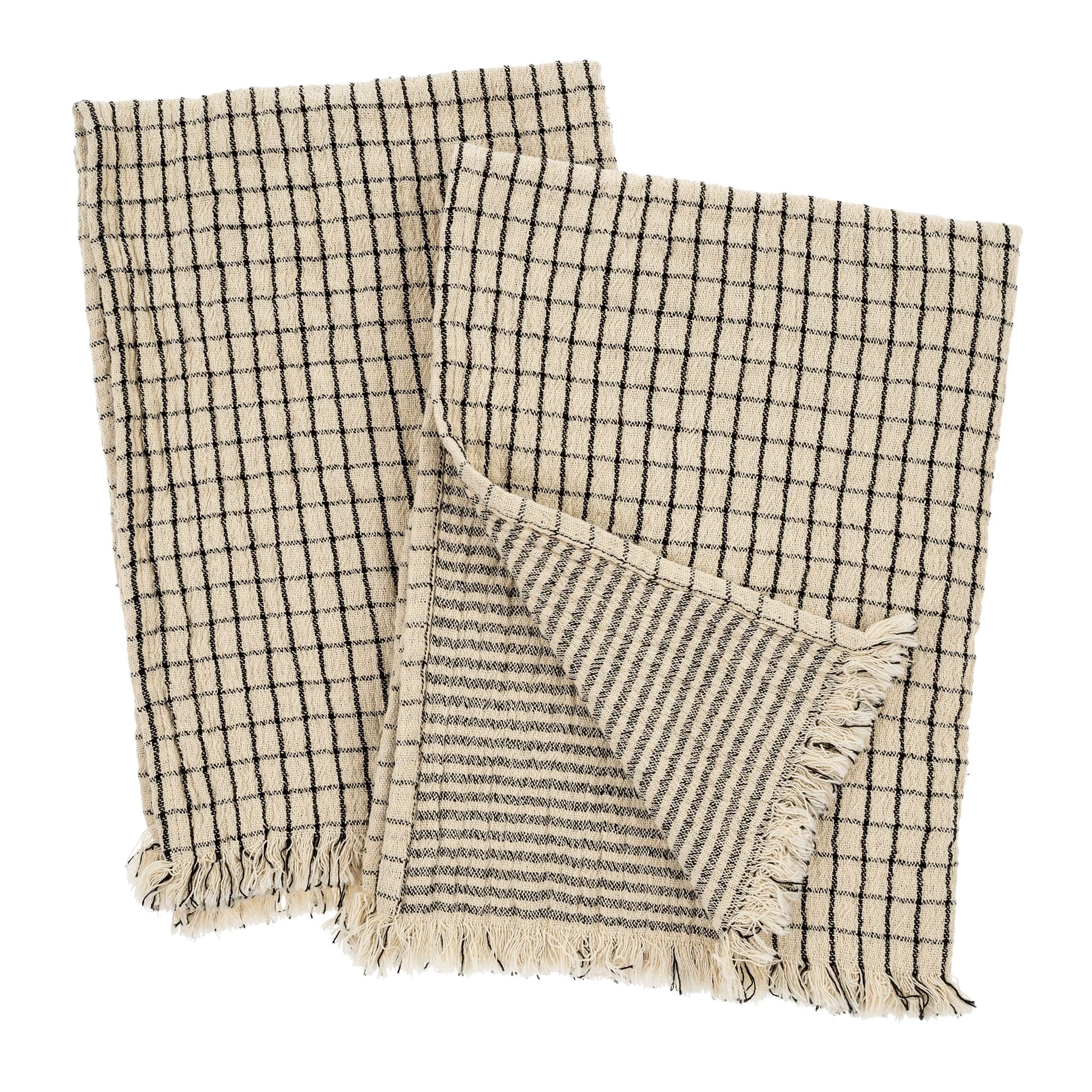 Original Design Stripe Check Reversible Tea Towels S 2 User-Friendly