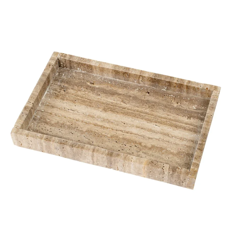 Contemporary Rectangular Travertine Tray Proven