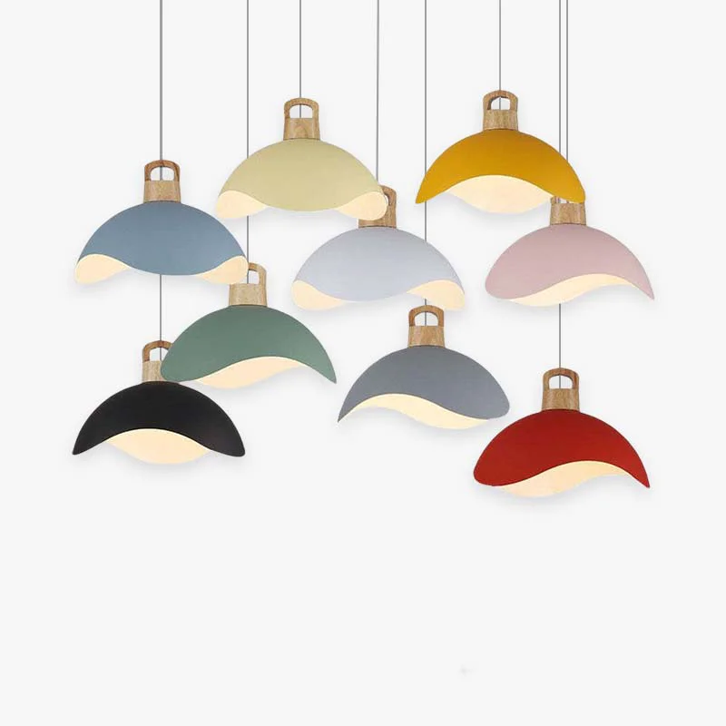 Superior Morandi Colorful Shade Single Pendant Lights Wood Metal Enhanced