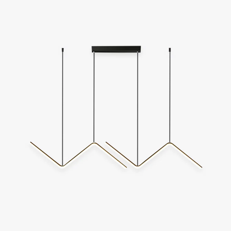 Classic Modern Wavy Linear Pendant Light Double Black Gold Verified