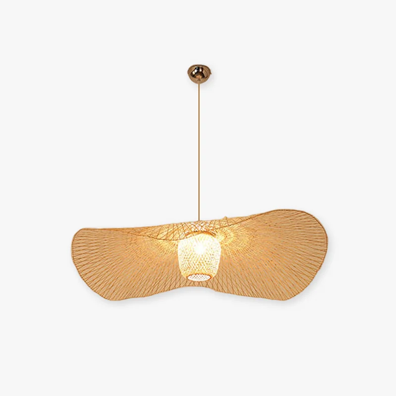 Solid Muto Pendant Light Rattan Metal Gold Kitchen Island Detailed