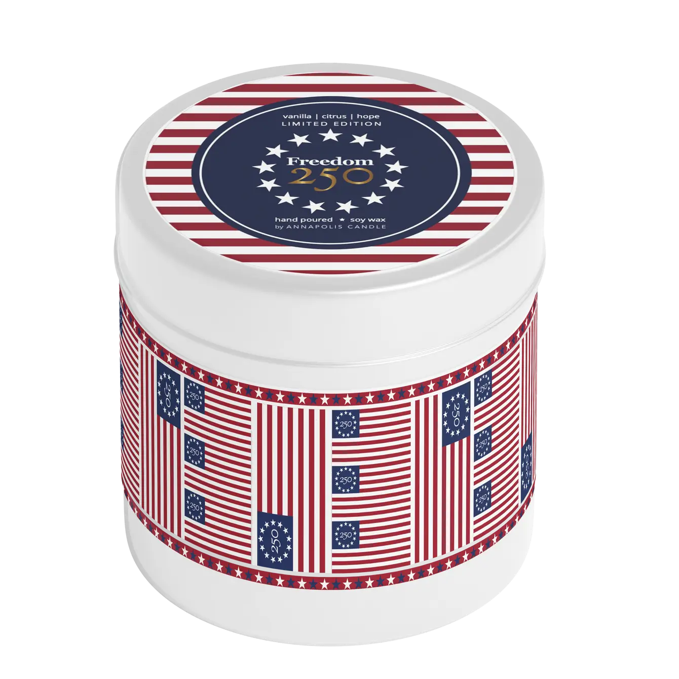 Advanced Betsy Ross – dom 250 Limited Edition Large Tin Candle Trusted