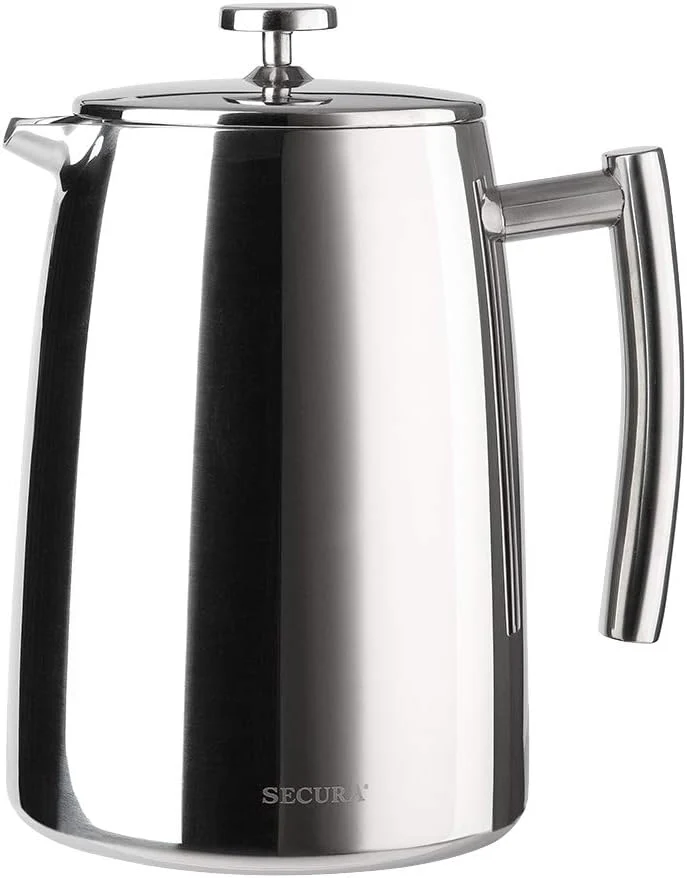 Superior Secura French Press Coffee Maker 50-Ounce 304 Stainless Steel Insulated Coffee Press with Extra Screen Elite
