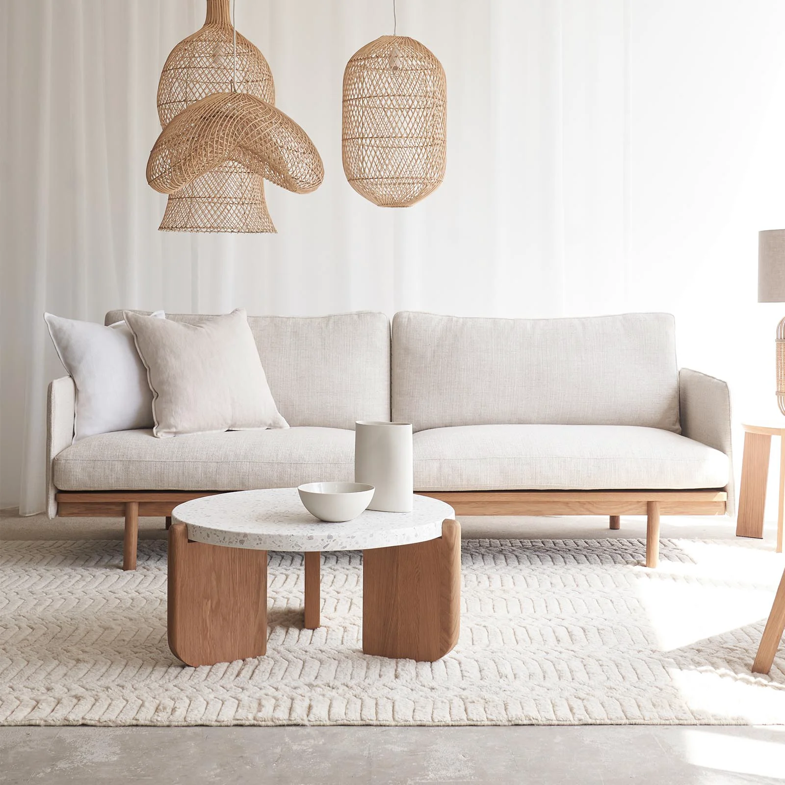 Dependable Pensive Fabric Sofa Sand Contemporary