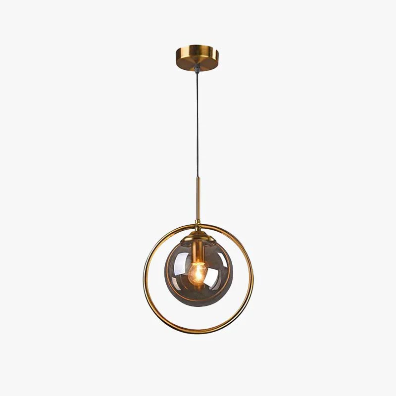 Safe Hailie Luxury Global Glass Pendant Light Aith A Metal Ring Recyclable