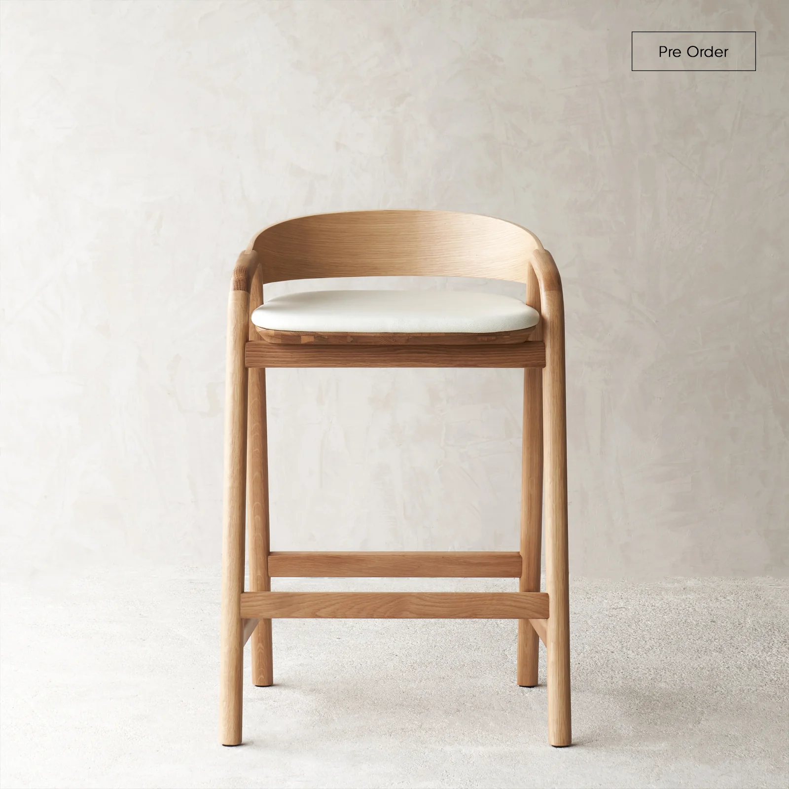 Luxury Inlay Counter Stool Oak Frame – Bespoke Leather High-Performance