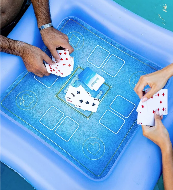 Green Floating Inflatable Game Table and Waterproof Playing Cards – 28 x 28 Effective